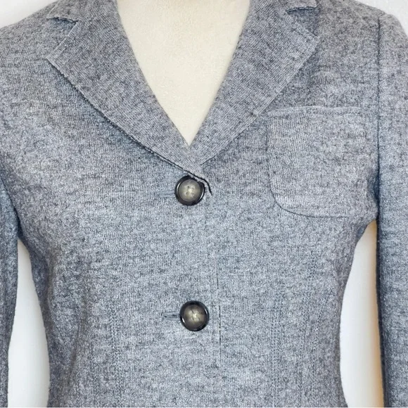 Banana Republic Wool Blend Knit Blazer Size 0 Gray Tailored Career Jacket - Picture 5 of 16